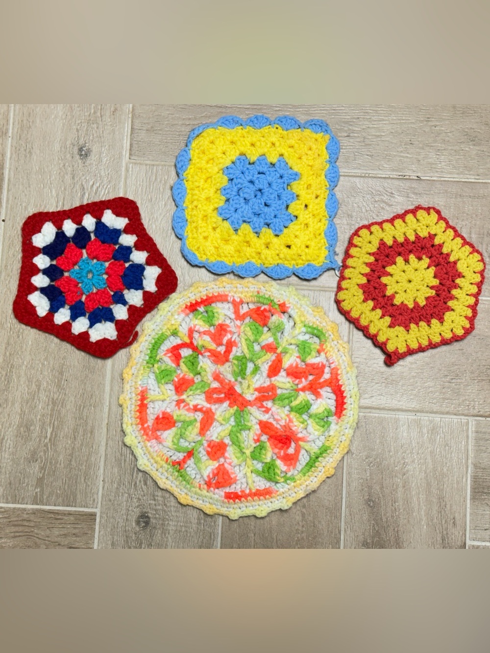 Vintage Handmade Crochet Hot Pad Trivets Lot